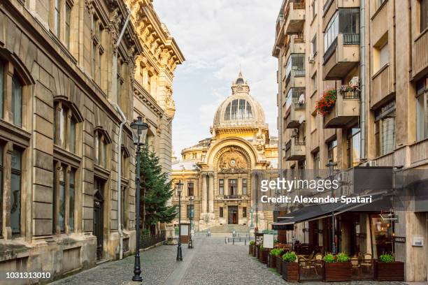 bucharest old town (centrul vechi) in lipscani district with historical buildings, romania - romania stock pictures, royalty-free photos & images
