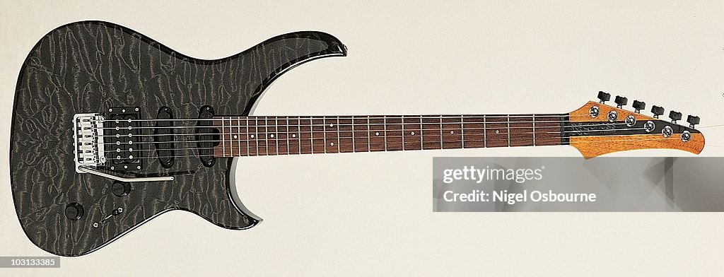 Studio still life of a 1998 Modulus Genesis guitar, photographed in ...
