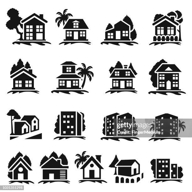 real estate icon set - hut stock illustrations