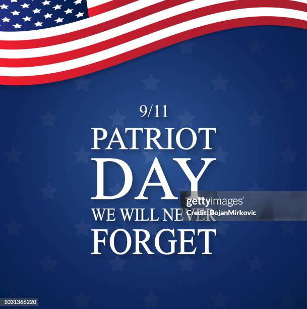 patriot day usa poster, september 11. wir werden nie vergessen. vektor-illustration. - terroranschläge vom 11 september 2001 stock-grafiken, -clipart, -cartoons und -symbole