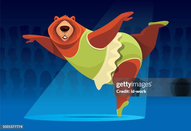bear ballerina - agility stock illustrations