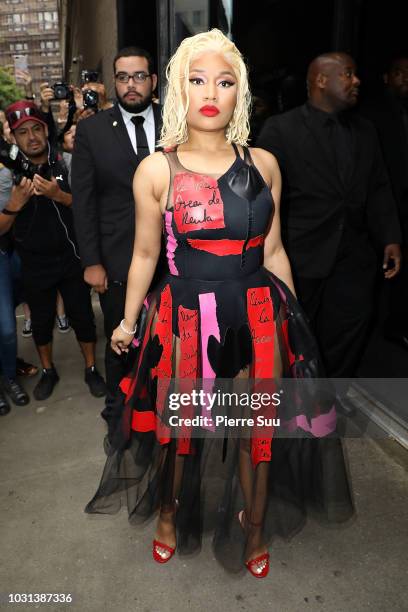 Nicki Minaj is seen arriving at the 'Oscar De La Renta' show at Spring Studios on September 11, 2018 in New York City.