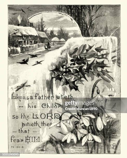 psalm, like as a father pitieth his children - snowdrop stock illustrations