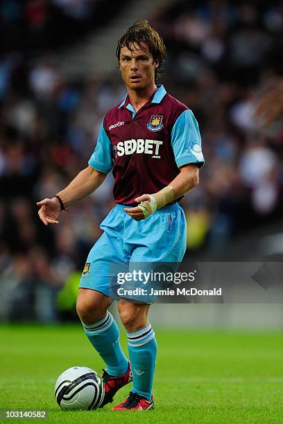 Scott Parker of West Hamin action during the pre-season friendly match between MK Dons and West Ham United at the Stadium MK on July 28, 2010 in...