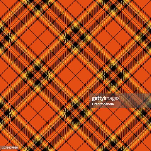 halloween tartan plaid dekorative nahtlose muster - tartan stock-grafiken, -clipart, -cartoons und -symbole