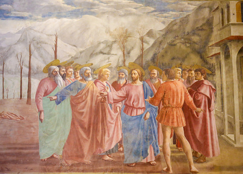 Famoso Affresco il Tributo Denaro nella Cappella Brancacci di Firenze