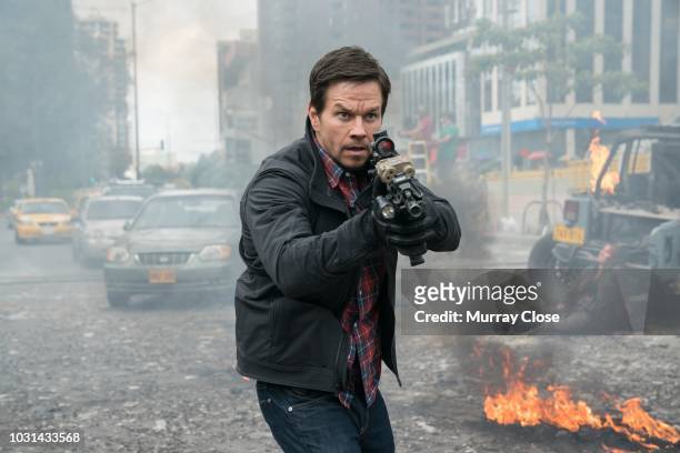 Promotional portrait of American actor Mark Wahlberg in a scene from the film 'Mile 22' , Bogota, Colombia, January 2018.