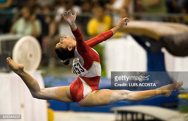 Mexico's Elsa Garcia competes in Artistic Gymnastics, individual, during the XXI Central American & Caribbean Games in Mayaguez, Puerto Rico on July...