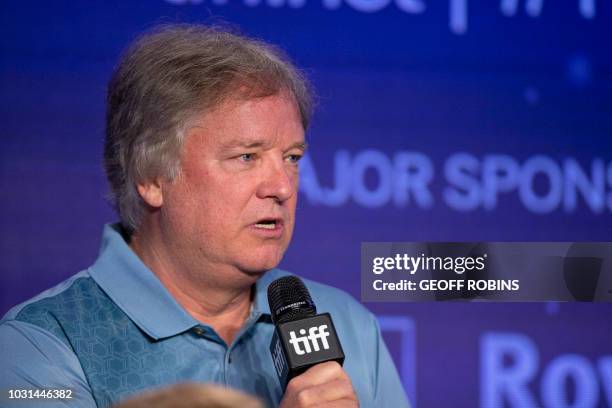 Rick Armstrong, son of astronaut Neil Armstrong, speaks during a press conference for 'First Man' at the Toronto International Film Festival in...