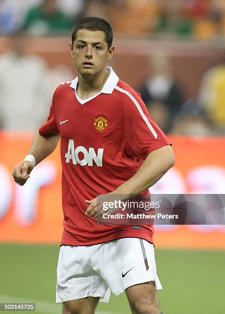 Javier "Chicharito" Hernandez of Manchester United in action during the MLS AllStar match between Manchester United and MLS Allstars at Reliant...