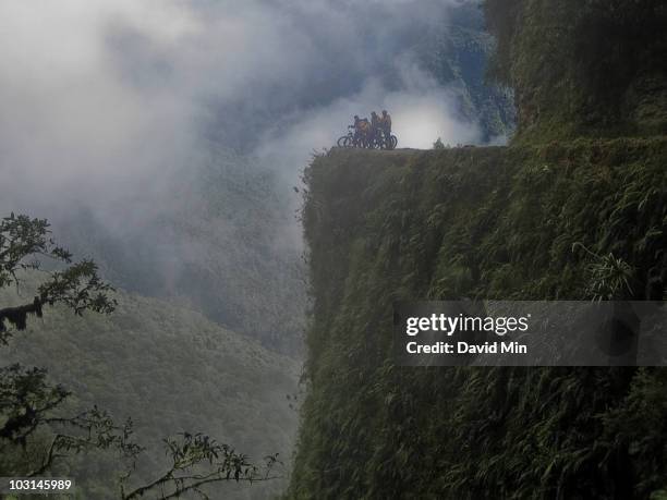 la paz, bolivia - apocalyptic day - mountain road cliff stock pictures, royalty-free photos & images
