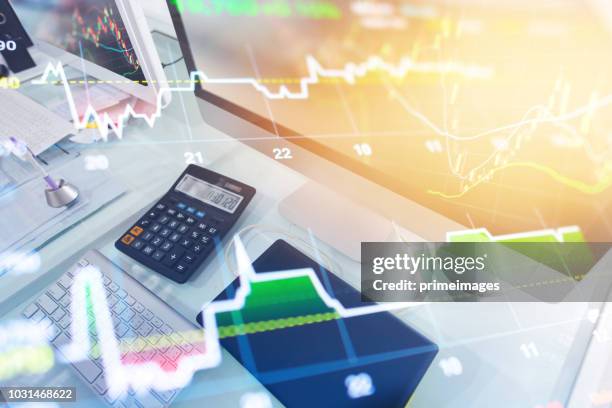 investment theme stockmarket and finance business analysis stockmarket with digital tablet - accounting stock pictures, royalty-free photos & images