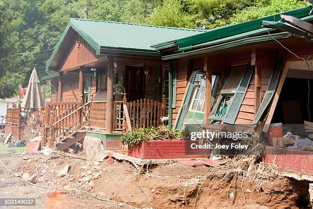 View of a flood victim's house and the devastation still remaining from the flood disaster in Pike County. The Tide's Loads Of Hope mobile laundry...