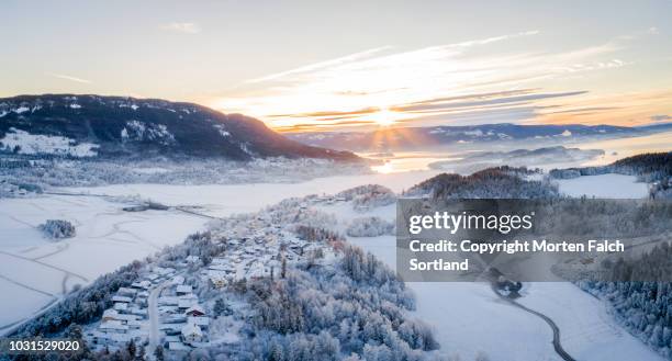 kroksund, norway, in winter - buskerud stock pictures, royalty-free photos & images