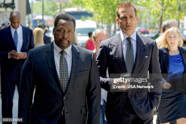 Managing Partner" Episode 810 -- Pictured: Wendell Pierce as Robert Zane, Gabriel Macht as Harvey Specter --