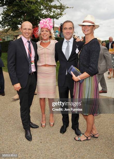 Matt Dawson, Cozmo Jenks, James Nesbitt, and Jodie Kidd attend Ladies Day at the Glorious Goodwood Festival at Goodwood on July 29, 2010 in...