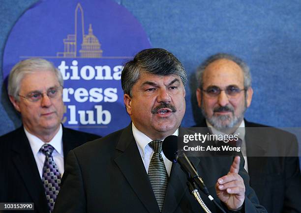 President of AFL-CIO Richard Trumka speaks as President of National Education Association Dennis Van Roekel and Co-chair of Strengthen Social...