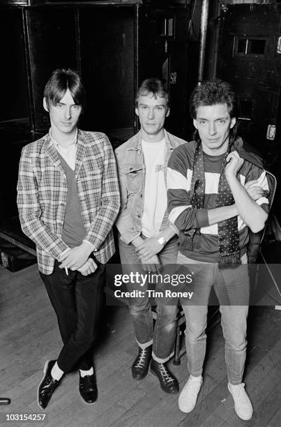 Punk/mod group The Jam, 19th December 1981. Left to right: singer and guitarist Paul Weller, drummer Rick Buckler and bassist Bruce Foxton.