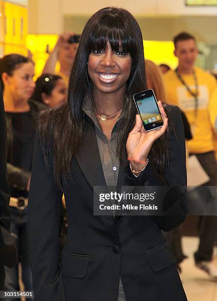 American R&B artist, Kelly Rowland attends a photo call to promote the release of the iPhone 4 for Optus on July 30, 2010 in Sydney, Australia. The...