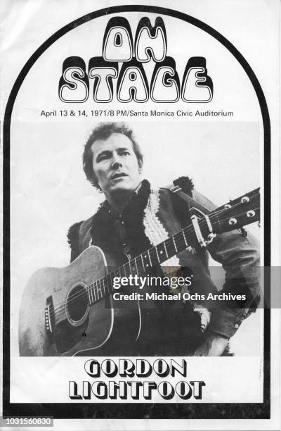 Playbill for Gordon Lightfoot at the Santa Monica Civic Auditorium concert on April 13 and 14, 1971.