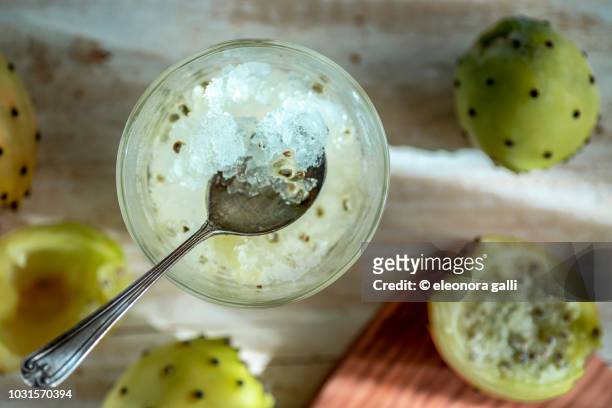 sicilian granita with prickly pears - fruit sorbet stock pictures, royalty-free photos & images