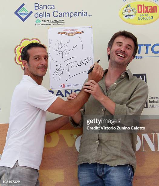 Salvatore Ficarra and Valentino Picone attends a photocall during Giffoni Experience 2010 on July 29, 2010 in Giffoni Valle Piana, Italy.