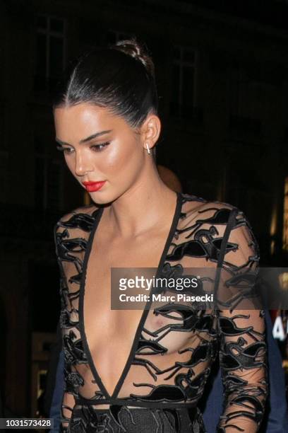 Model Kendall Jenner is seen arriving at the Longchamp 70th Anniversary Celebration at Opera Garnier on September 11, 2018 in Paris, France.
