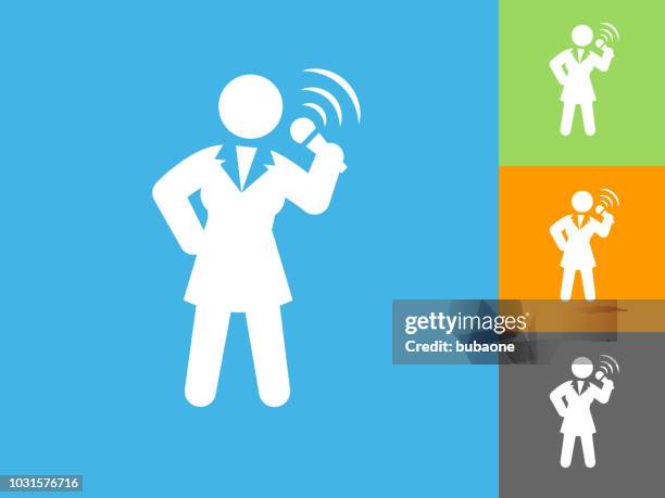 public speaking flat icon on blue background - stand up comedy stock illustrations