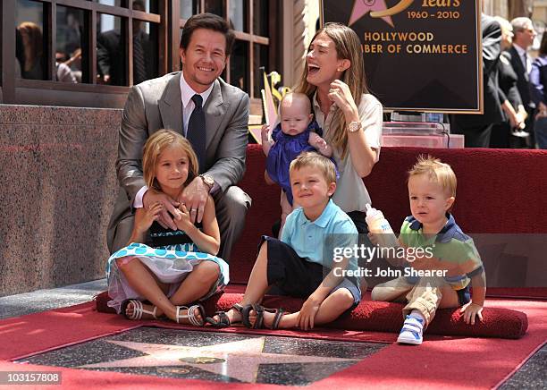 Actor Mark Wahlberg and wife Rhea Durham with their children Ella, Michael, Brendan, and Grace attend Wahlberg's Hollywood Walk of Fame Star Cermony...