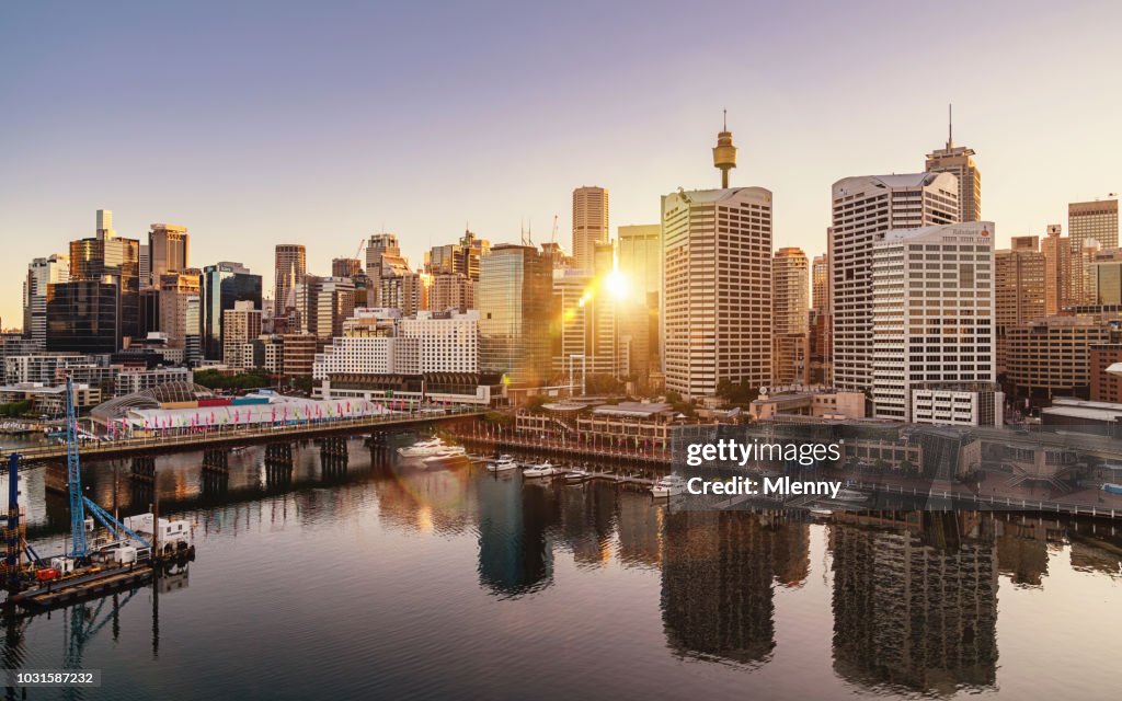 Sydney Darling Harbour Cityscape at Sunrise Australia
