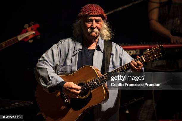 David Crosby performs on stage at Teatro dal Verme on September 11, 2018 in Milan, Italy.