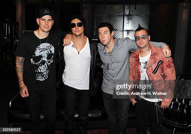 Shadows, Synyster Gates, Zacky Vengeance and Johnny Christ of the band Avenged Sevenfold visit fuse Studios on July 29, 2010 in New York City.