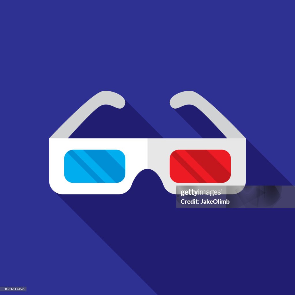 Three Dimensional Glasses Icon Flat