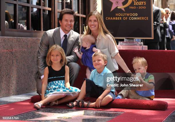 Actor Mark Wahlberg and wife Rhea Durham with their children Ella, Michael, Brendan, and Grace attend Wahlberg's Hollywood Walk of Fame Star Cermony...