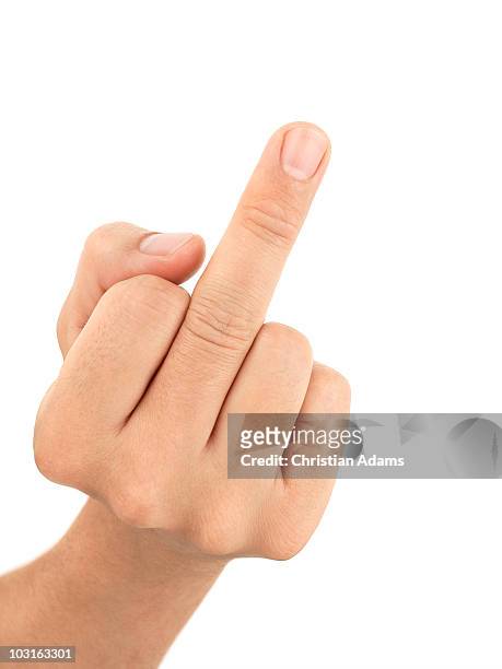 hand sign - middle finger - doigt dhonneur stock pictures, royalty-free photos & images
