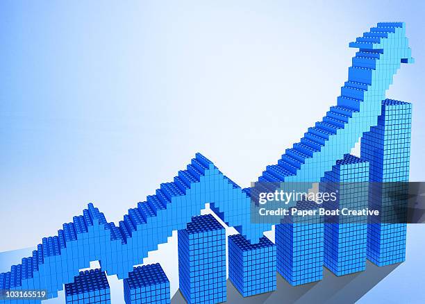 3d chart and arrow pointing upward - bar graph stock illustrations