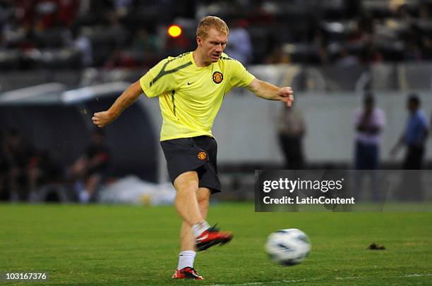 Manchester player Paul Scholes during the training session of Manchester United at the Jalisco Stadium on April 29, 2010 in Guadalajara City, Mexico