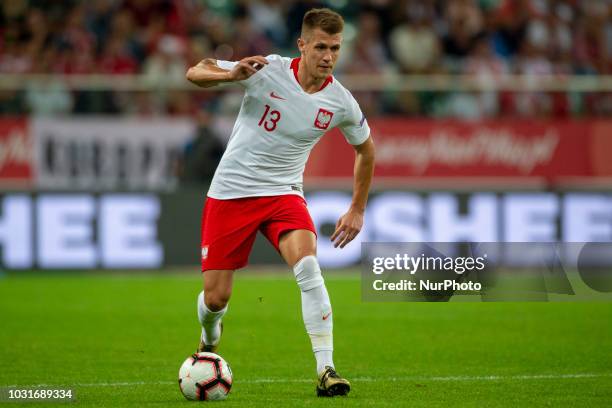 Damian Szymanski of Poland controls the ball during the International Friendly match between Poland and Republic of Ireland at Wroclaw Stadium in...