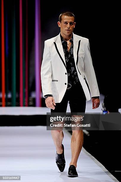 Model showcases a design by Ae'Lkemi on the catwalk during the StyleAid Perth Fashion Event 2010 at the Burswood Entertainment Complex on July 30,...