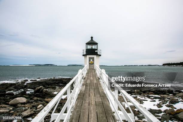 marshall point lighthouse - maine winter stock pictures, royalty-free photos & images