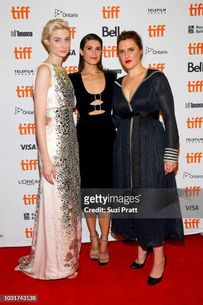 Elizabeth Debicki, Gemma Arterton and Chanya Button attend the "Vita & Virginia" premiere during 2018 Toronto International Film Festival at Winter...