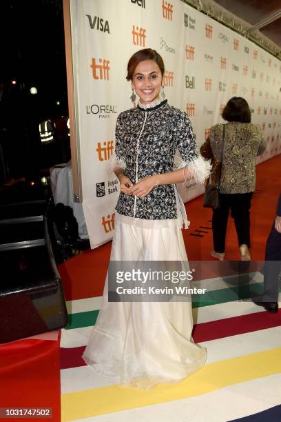 Tapsee Pannu attends the "Husband Material" premiere during 2018 Toronto International Film Festival at Roy Thomson Hall on September 11, 2018 in...