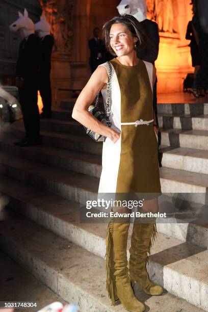 Alexandra Sublet is seen, outside the Longchamp 70th Anniversary Celebration at Opera Garnier on September 11, 2018 in Paris, France.