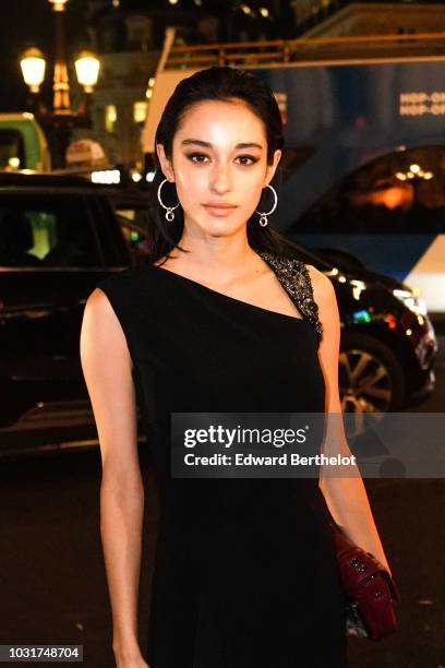 Saila Kunikida is seen, outside the Longchamp 70th Anniversary Celebration at Opera Garnier on September 11, 2018 in Paris, France.