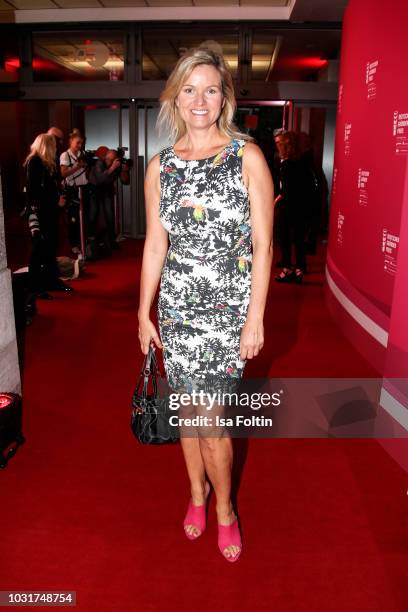 German presenter Carola Ferstl during the Deutscher Gruenderpreis at ZDF Hauptstadtstudio on September 11, 2018 in Berlin, Germany.