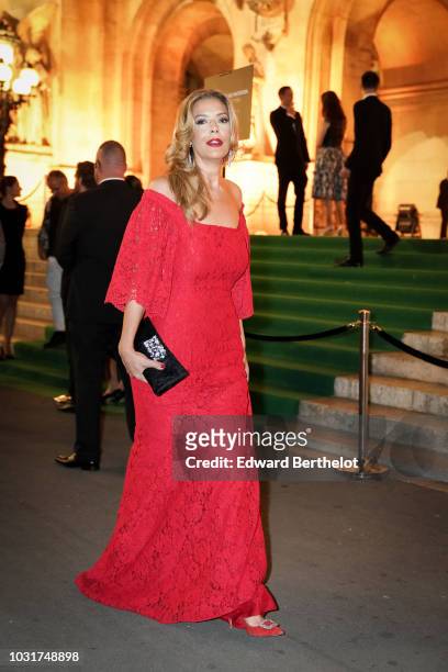 Guest is seen, outside the Longchamp 70th Anniversary Celebration at Opera Garnier on September 11, 2018 in Paris, France.