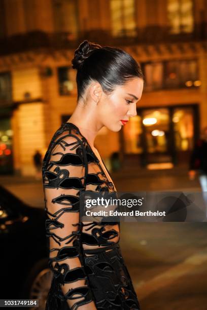 Kendall Jenner is seen, outside the Longchamp 70th Anniversary Celebration at Opera Garnier on September 11, 2018 in Paris, France.