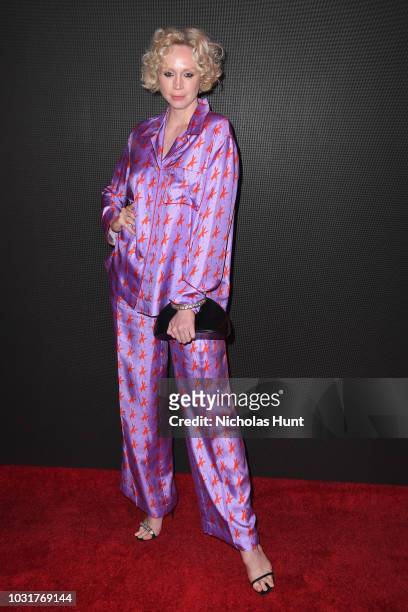 Gwendoline Christie attends the Calvin Klein Collection front Row during New York Fashion Week at New York Stock Exchange on September 11, 2018 in...