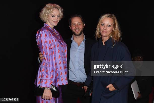 Gwendoline Christie, Derek Blasberg, Jessica Diehl attends the Calvin Klein Collection front Row during New York Fashion Week at New York Stock...