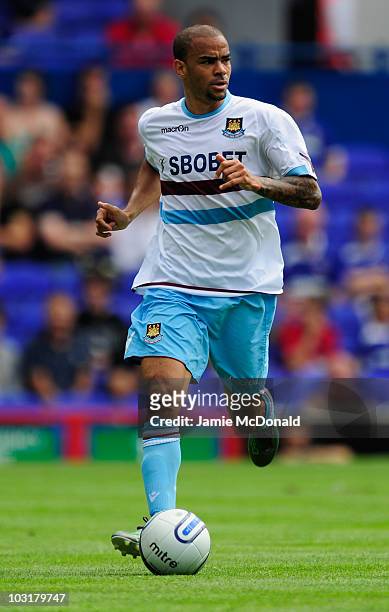 Kieron Dyer of West Ham United in action during the pre-season friendly match between Ipswich Town and West Ham United at Portman Road on July 31,...